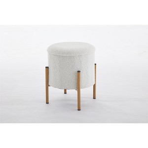 OUTSUPPLY Modern Round Storage Ottoman with Metal Base & Removable Lid, Footstool for Living Room, Bedroom, Office - 1 of 4