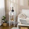 FURNIinspire End Tables Slim Side Table Living Room Sofa Table 2-Tier Narrow Night Stand with Drawer Shelf for Bedroom, White, 11.8"*11.8"*29.5" - 2 of 4
