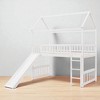 Twin Size Loft Bed with Slide and Guardrails, Wood Playhouse Loft Bed Frame for Kids with Ladder - 2 of 4