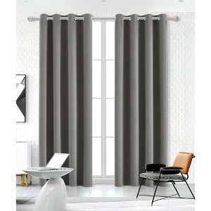 Ruthy's Textile Thermal Room Darkening Blackout Window Curtain Grommet Panel Pair - 1 of 4
