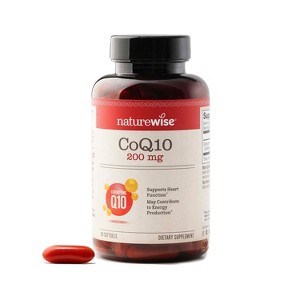 NatureWise CoQ10 200mg Softgels, High Potency Ubiquinone - Coenzyme Q10 Supplement - Antioxidant - Heart Health + Energy - Vegan, Non-GMO - 1 of 4