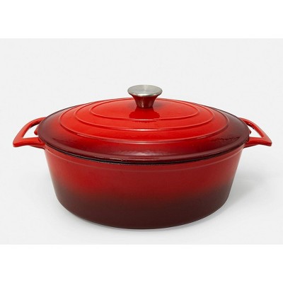 EXCELSTEEL 441 6QT OVAL CASSEROLE PAN WITH RED COATING