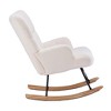 FERPIT Upholstered Wingback Accent Chair & Rocking Chair with Rubberwood Legs & Rockers - 3 of 4