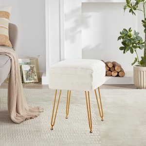 Lirago,White Velvet Vanity Stool with Storage Ottoman Footrest for Bedroom & Living Room - 1 of 4