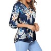 Nlife Women's Casual V Neck Floral Print 3/4 Length Sleeve Blouses Tropical Hawaiian Shirt Tops - 3 of 4