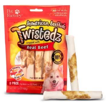 Pet Factory Twistedz American Beefhide Chip Rolls w/ Meat Wrap - 5", 8 Count