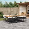vidaXL 11-Piece Patio Dining Set with Cushions - Poly Rattan Black/Acacia Wood - Outdoor/Garden/Backyard/Patio - 2 of 4