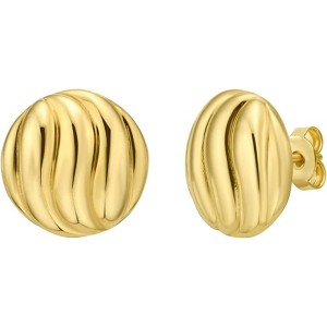 14k Yellow Gold 12mm Swirl Button Earrings - 1 of 4