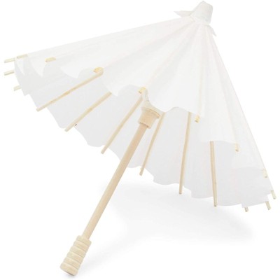 Bright Creations 12 Mini Paper Parasol Umbrellas for Arts and Crafts (White, 11.5 in)