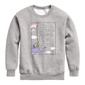 Boys' - Dr. Seuss - I'm On My Way Graphic Long Sleeve Fleece Sweatshirt - 1 of 4