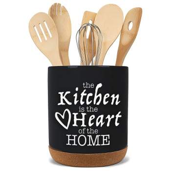Elanze Designs Heart Of Home Black X-Large Cork Bottom Kitchen Utensil Holder