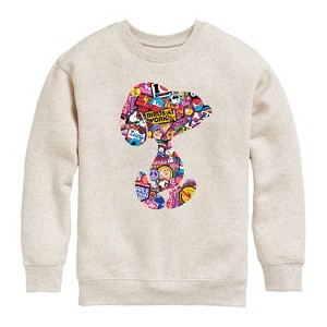 Boys' - Peanuts - Snoopy Silhouette Pattern Graphic Long Sleeve Fleece Sweatshirt - 1 of 4