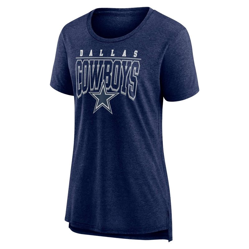 NFL Dallas Cowboys Women&#39;s Heather Short Sleeve Scoop Neck Triblend Championship Caliber T-Shirt, 2 of 4