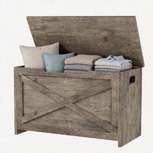 GustoWave Toy Storage Chest, Wooden Storage Bench with Safety Hinge for ...