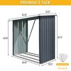 2-In-1 Outdoor Backyard Steel Firewood Rack and Black Metal Storage Shed,Indoor Garden Sloped Roof Open Firewood Storage Buildings-Coolbibila - 4 of 4
