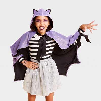 Kids' Bat Cape with Hood and Ears - Hyde and EEK! Boutique™ Purple/Black