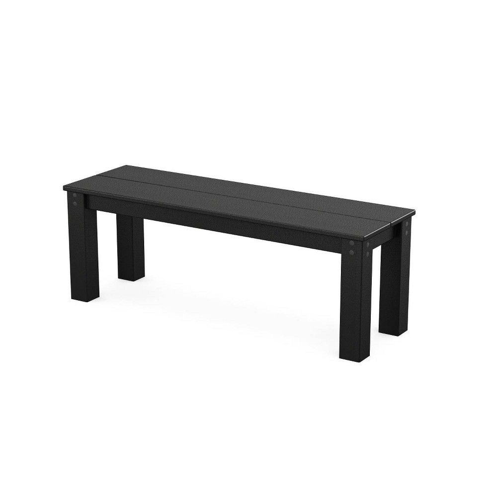 POLYWOOD Studio Parsons Outdoor Patio Dining Bench Black: Fade & Stain Resistant, Seats 2