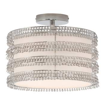 13.37" Quigley Drum Shade with Charms Ceiling Light Silver - River of Goods