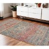 Blue Orange And Pink Oriental Hand Woven Area Rug With Fringe - 2 of 4