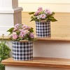 The Lakeside Collection Metal Checkered Planter Buckets with Carrying Handles - Set of 2 - 4 of 4