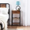 VECELO Set of 2 27”Tall End Table Industrial Style Nightstands with Drawer/Shelf for Living Room, Bedroom, Kitchen, Bathroom, Brown - 4 of 4