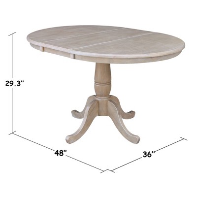 Traditional Washed Gray Taupe Extendable Round Wood Dining Table
