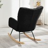Rbied Metal Frame Rocking Chair Glider Chair Accent Chair for Living Room, Tufted Upholstered Teddy Fabric - 3 of 4