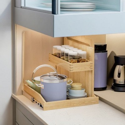 LunaLulinlk Under Sink Organizers and Storage 22½" W x 21" D, 2 Tier Pull Out Cabinet Organizer with Soft Close
