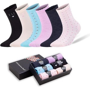 Crew Socks for Women Size 6-9 Seamless Toe 6 Pairs with Gift Box - 1 of 4