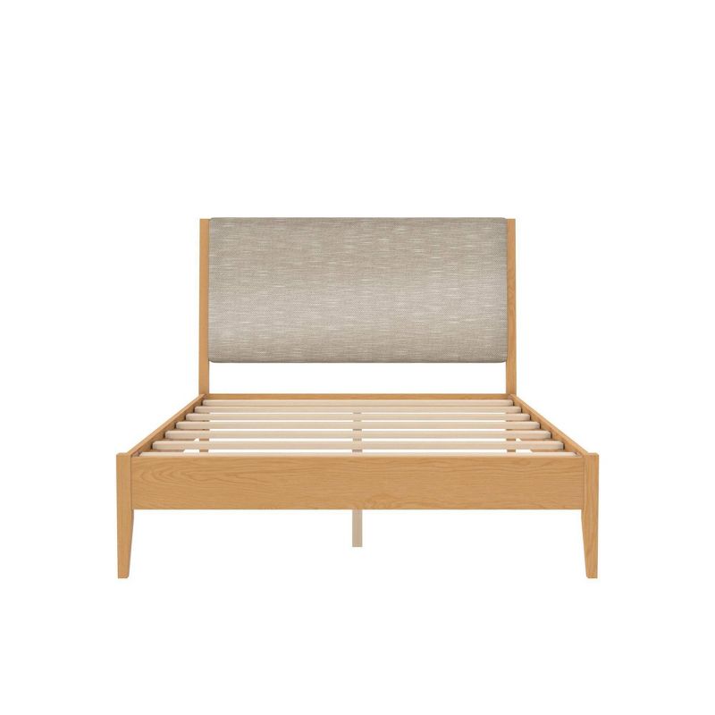 Joni Wood and Upholstered Platform Bed Beige Linen - Room & Joy, 5 of 13