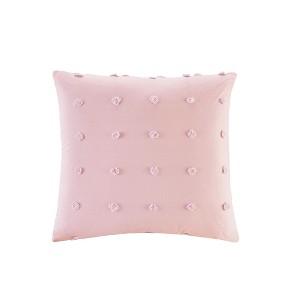 Kay Cotton Jacquard Pom Pom Throw Pillow Pink, Size: Oversize Square