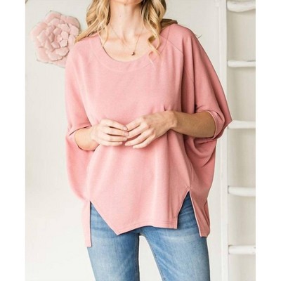 Women's Oversized Front Slit Batwing Top - Heyson