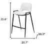 HomeRoots Set of Two 26" White and Black Faux Leather and Steel Low Back Counter Height Bar Chairs - 3 of 4