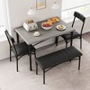 Dining Table Set for 4, Kitchen Table and Chairs for 4, Rectangular Kitchen Table Set , Dining Room Table Set,Grey - 4 of 4