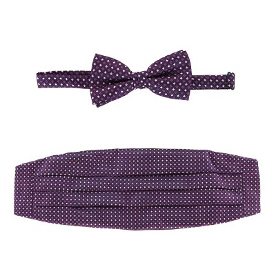CTM Men's Neat Print Bow Tie and Cummerband Set