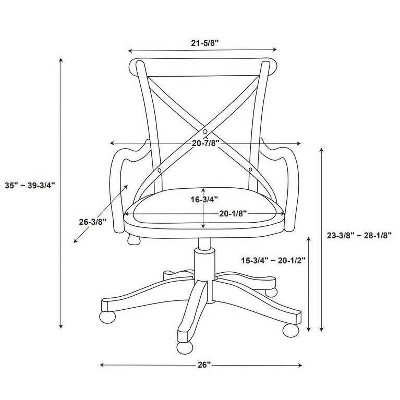 Carson Gray-Washed Wood and Fabric Café-Style Office Chair