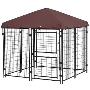 Skyzone Outdoor Dog Kennel for Small/Medium Dogs: 4.6'x4.6'x5' Heavy-Duty Steel with Waterproof - 1 of 4