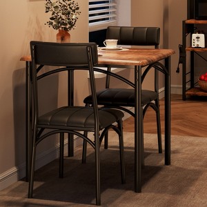 Dining Table Set for 2, Kitchen Table with Upholstered Chairs, Square Wood Dining Room Table Set for Small Space, Dinner, Apartment - 1 of 4