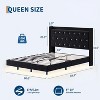 Queen Size Bed Frame with LED Lights, Modern Wood Floating Bed Frame with Storage, Velvet Upholstered Headboard with Wingback - 2 of 4