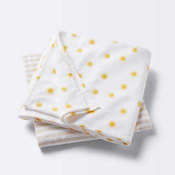 Flannel Swaddle Baby Blankets - Yellow Sun and Stripe - 2pk - Cloud Island™