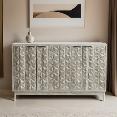 Modern Style Buffet Cabinet,Sideboard Buffet Cabinet With Storage,Storage Cabinet with 4 Diamond-shaped relief Doors - Leovsnove