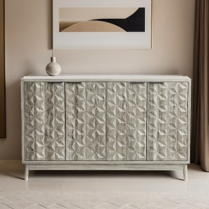 Modern Style Buffet Cabinet,Sideboard Buffet Cabinet With Storage,Storage Cabinet with 4 Diamond-shaped relief Doors - Leovsnove - 1 of 4