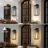 DORESshop 2-Pack 22 in. Outdoor Wall Light, Upward Hook Black Exterior Sconce, E26 Porch Light Fixture with T30-300 Bulbs & Dusk-to-Dawn Sensor - 4 of 4