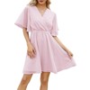 Coolmee Women's Summer Floral Sundress Short Sleeve Wrap V Neck A-Line Midi Dress - 2 of 4