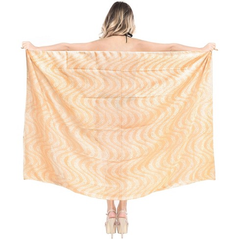 LA LEELA Women's Summer Beach Wrap Bikini Wraps Sarong Swimwear Cover up Skirt Bathing suit Swimsuit Pareo for Women One Size Orange, Zig Zag - image 1 of 4