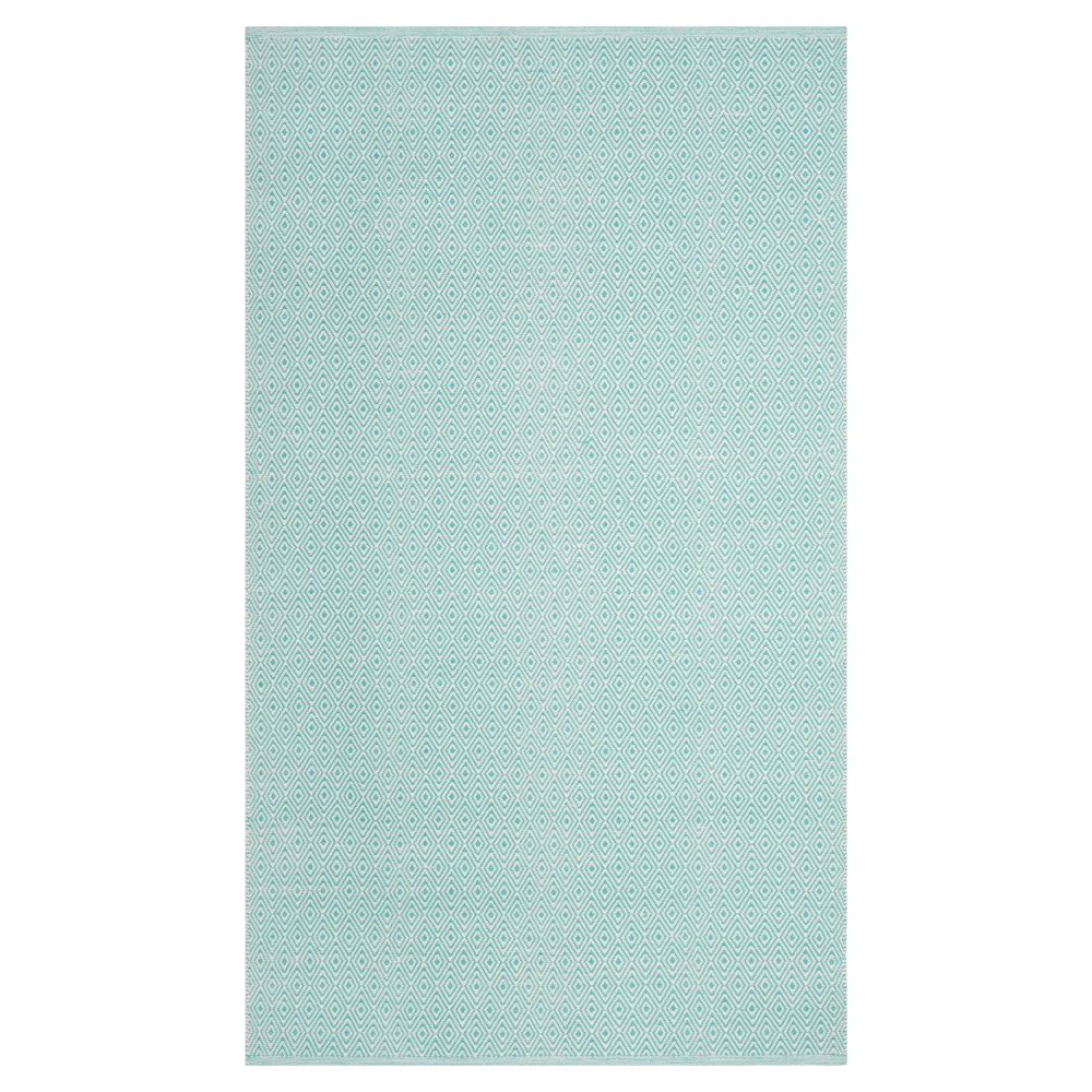 Ivory/Aqua Stripe Flatweave Woven Area Rug - (5'x8') - Safavieh