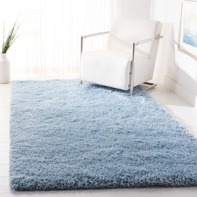 Hand-Tufted Rippling Light Blue Synthetic Shag Rug 3' x 5'
