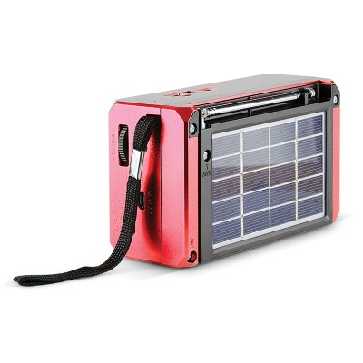 QFX Red Portable AM/FM Shortwave Radio with Bluetooth and Solar Panel