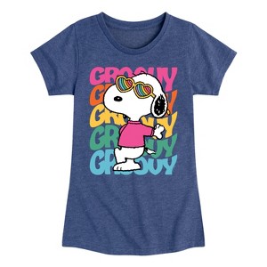 Girls' - Peanuts - Groovy Stacked Fitted Short Sleeve Graphic T-Shirt - 1 of 4