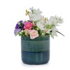 ORRD Set of 3 Blue & Green Grid Ceramic Planters, Modern Flowerpots for Patio, Garden, Balcony, or Windowsill Decor - 3 of 4
